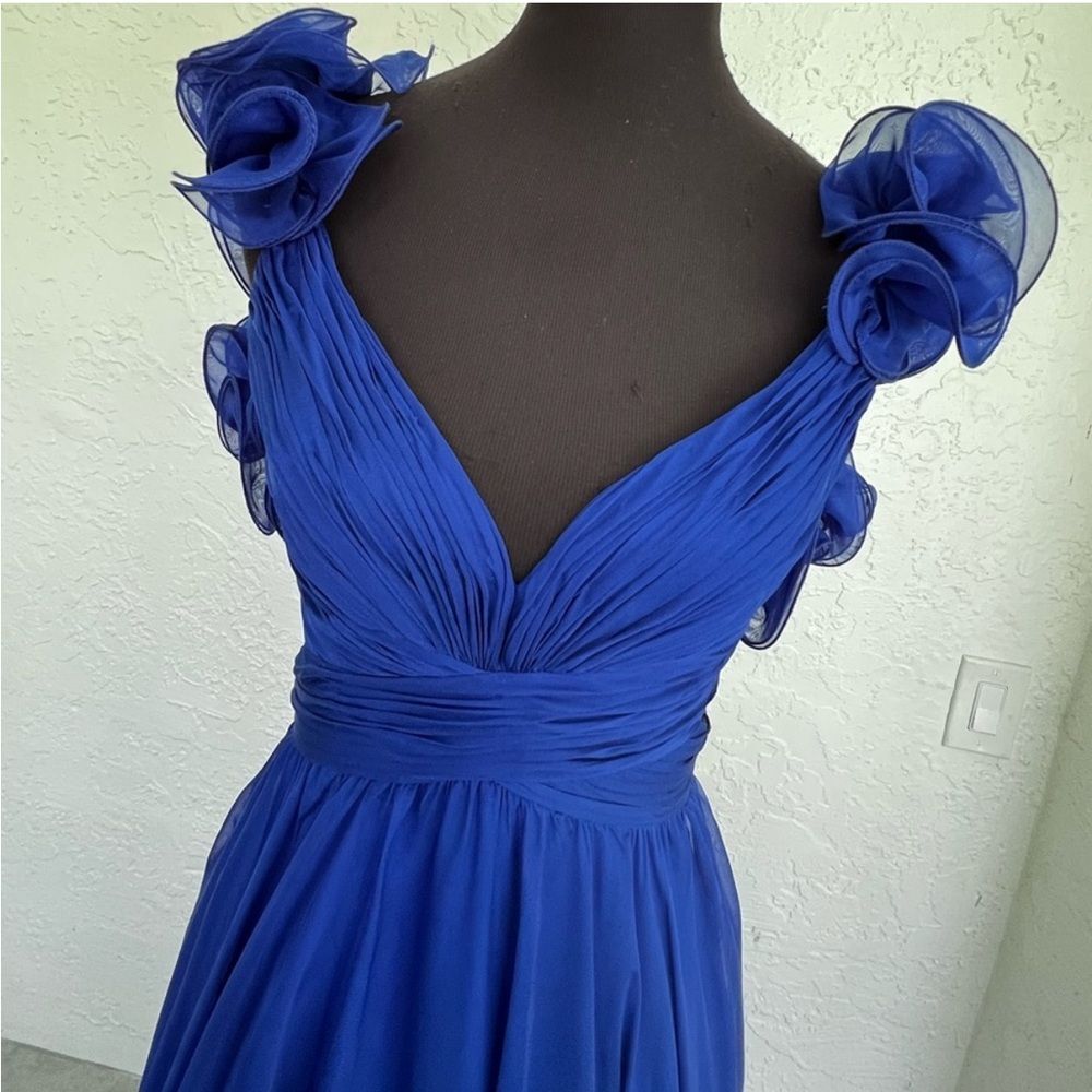 MAC DUGGAL RUFFLE TIERED CUTOUT CHIFFON GOWN - Picture 4 of 14
